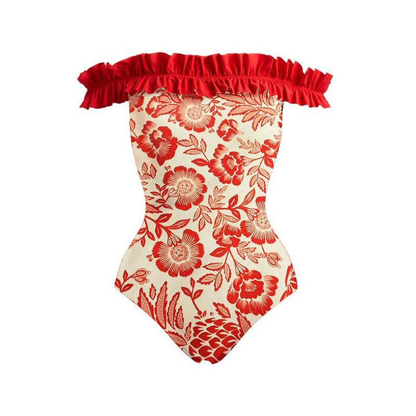 European and American printed one-piece swimsuit women's vacation beach