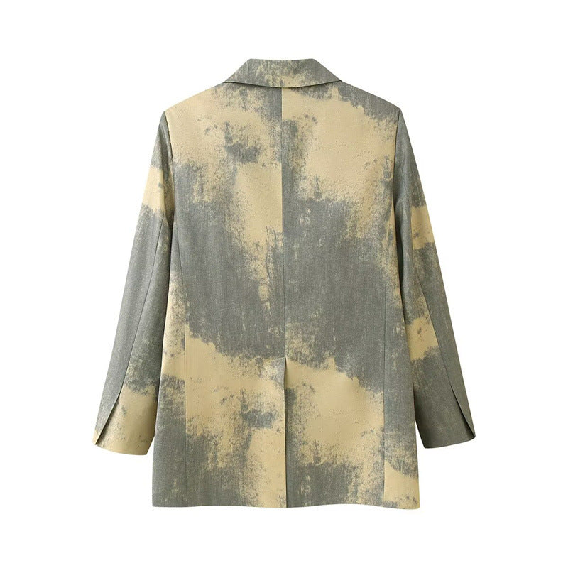 Elegant Printed Long Sleeve Blazer with Style for Women