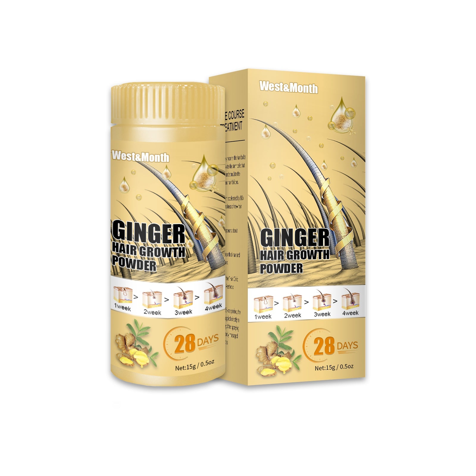 Ginger Powder, Hair Root Treatment Moisturizes and thickens hair, Strengthens and prevents hair loss