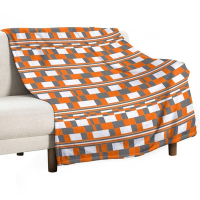 Orange Grey Square Art Anti-pilling Throw Blanket