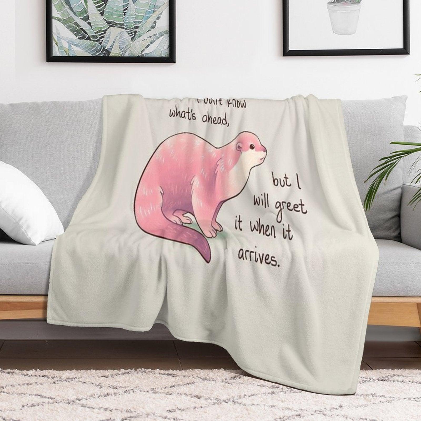 I Don't Know What's Ahead Otter Throw Blanket