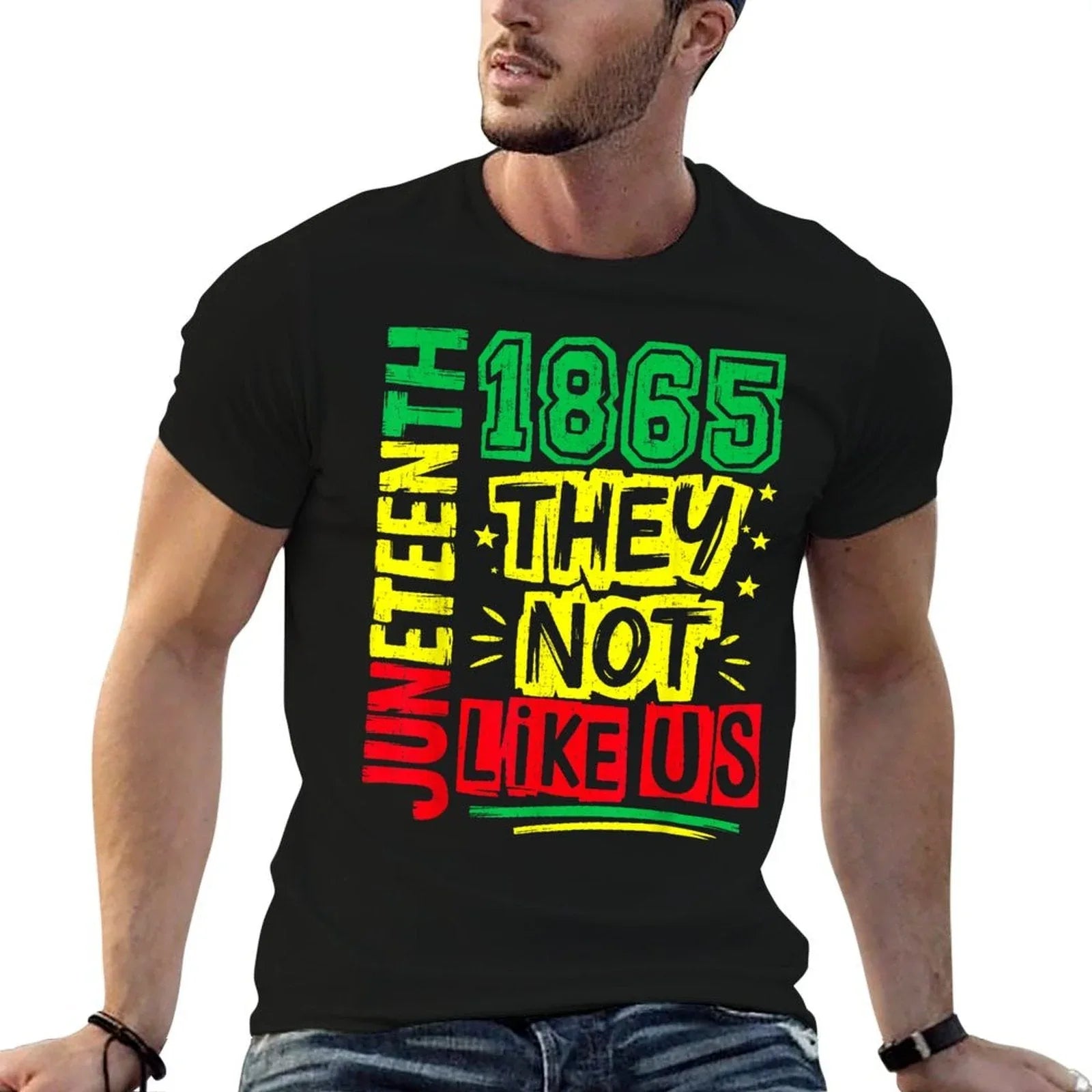 Juneteenth 1865 Black History Month Black Lives Matter Men  High-quality Stitching T-Shirt