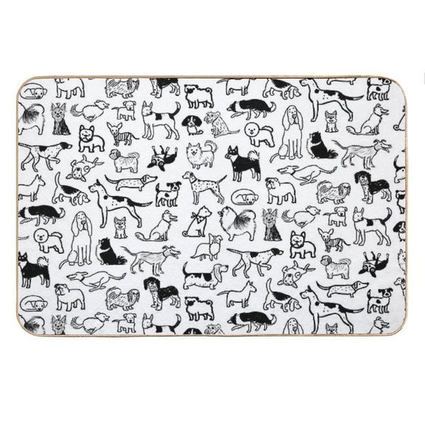 Black And White Dogs Pattern Bath Mat