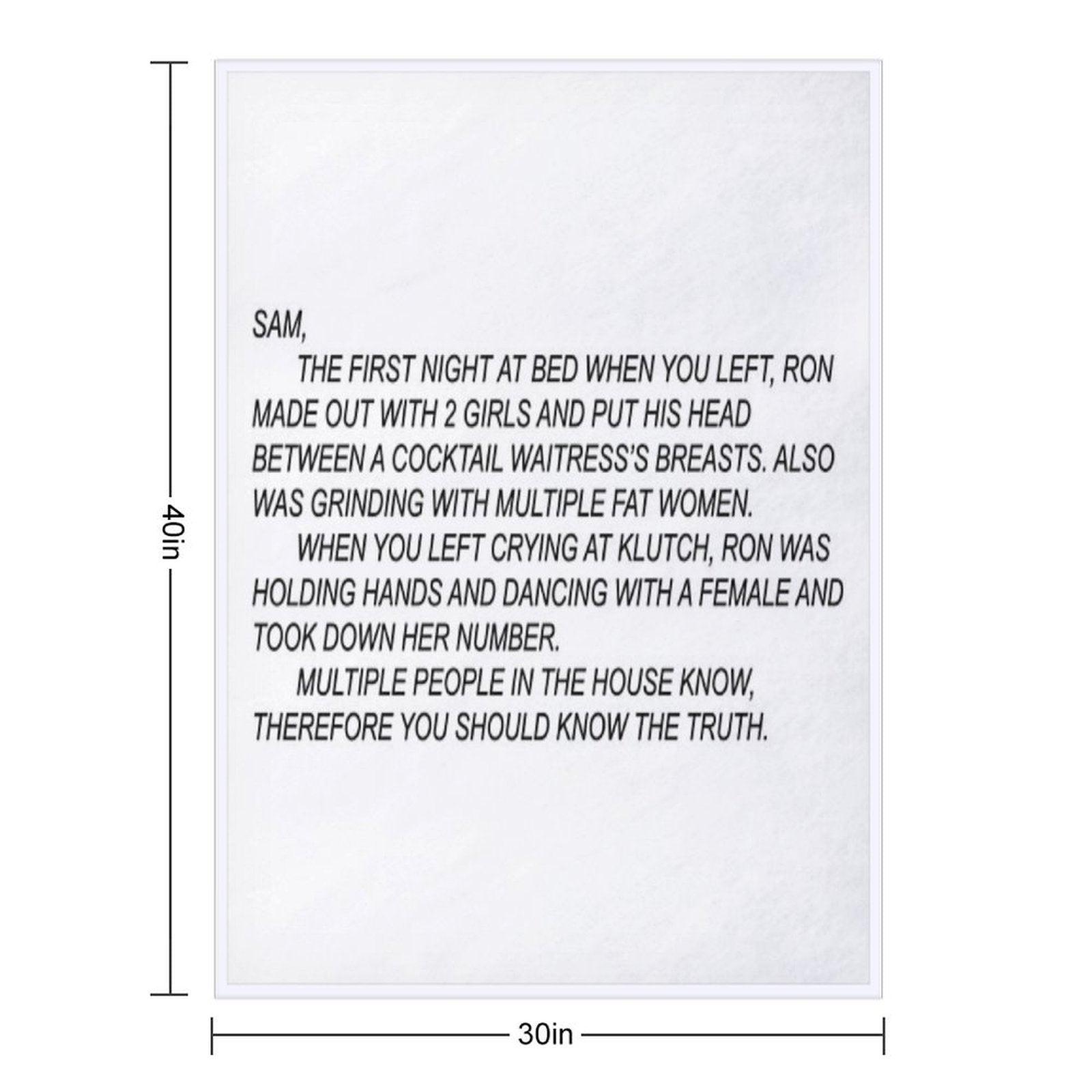 Anonymous Letter to Sammi Throw Blanket