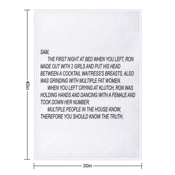 Anonymous Letter to Sammi Throw Blanket