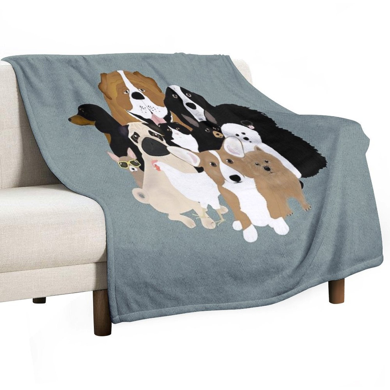 Dogs, A Cat And A Chicken Velvety-soft Throw Blanket