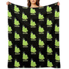 Slug Life Funny Green Slug Puns (Dark BG) Machine-washable Throw Blanket