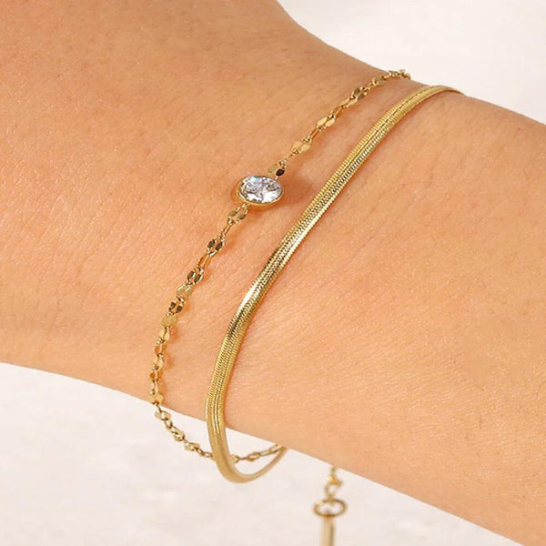 Double-Layered Herringbone Diamond Bracelet - Gifts for You 'n Me