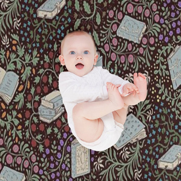 Books in Flower Plush Throw Blanket