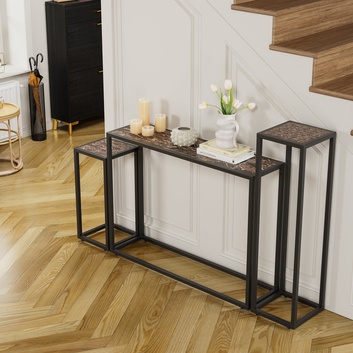 3-Piece Set of Narrow Table - High-End Edge Wrapped Entrance Hall Table