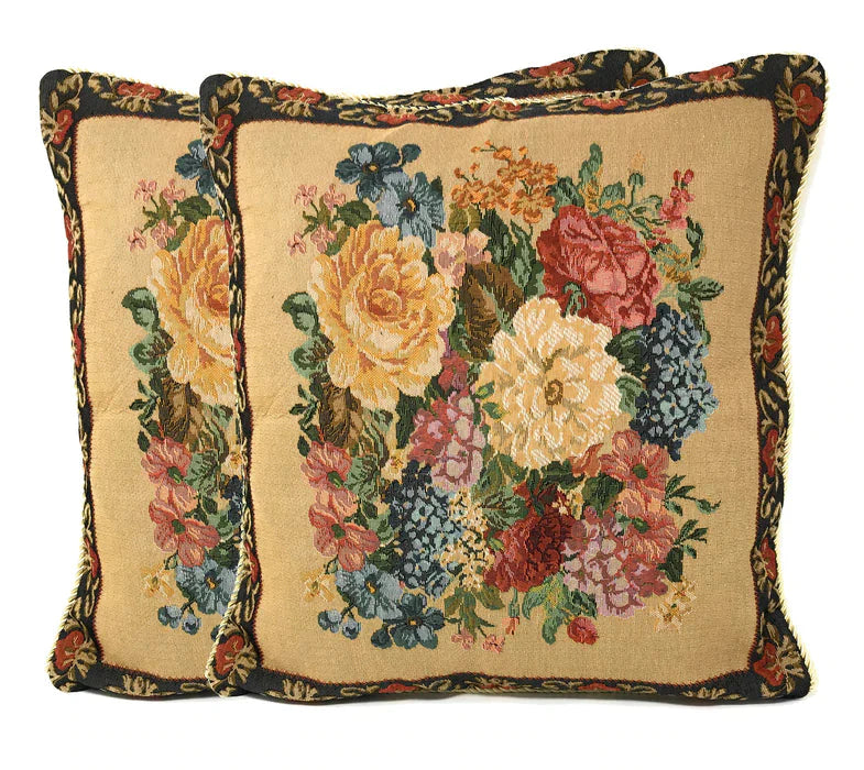 DaDa Bedding Breath of Spring Dark Border Floral Elegant Throw Pillow Cushion Cover 18