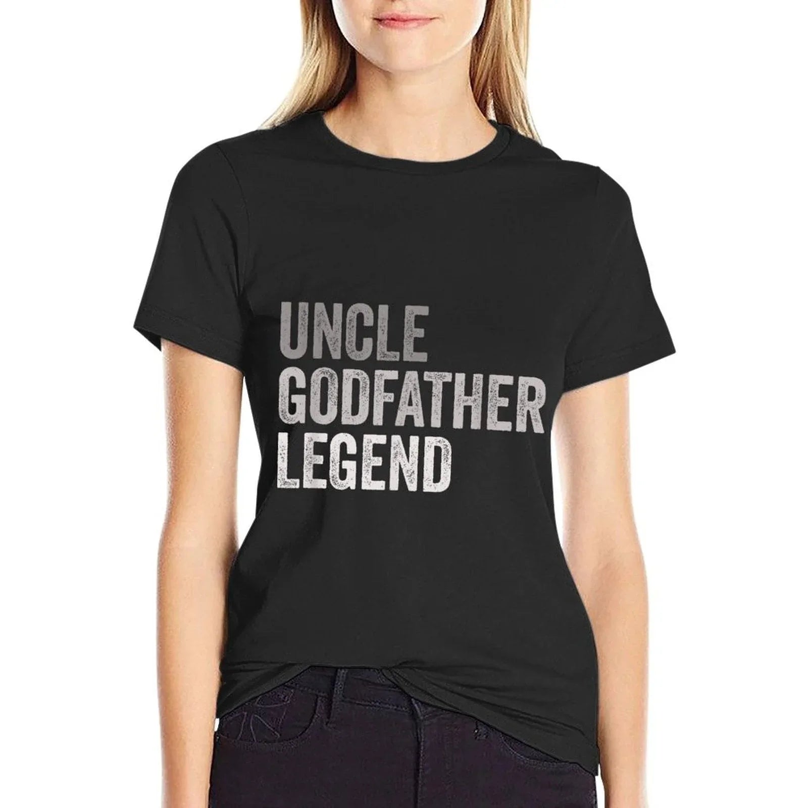Funny Uncle Godparent Hero Message Uncle Godfather Legend For A Favorite Uncle Family Baptism - Black, Small,, Classic Fit, Roun T-Shirt