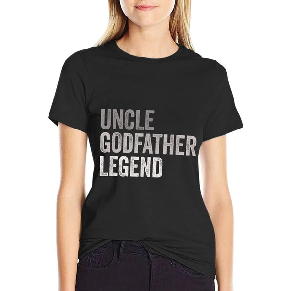 Funny Uncle Godparent Hero Message Uncle Godfather Legend For A Favorite Uncle Family Baptism - Black, Small,, Classic Fit, Roun T-Shirt