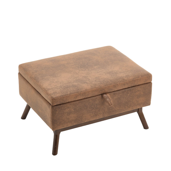 Mid-century modern square coffee table storage bench, assembled, suitable for living room, entryway and family room, used as a coffee table, stirrups, shoe bench