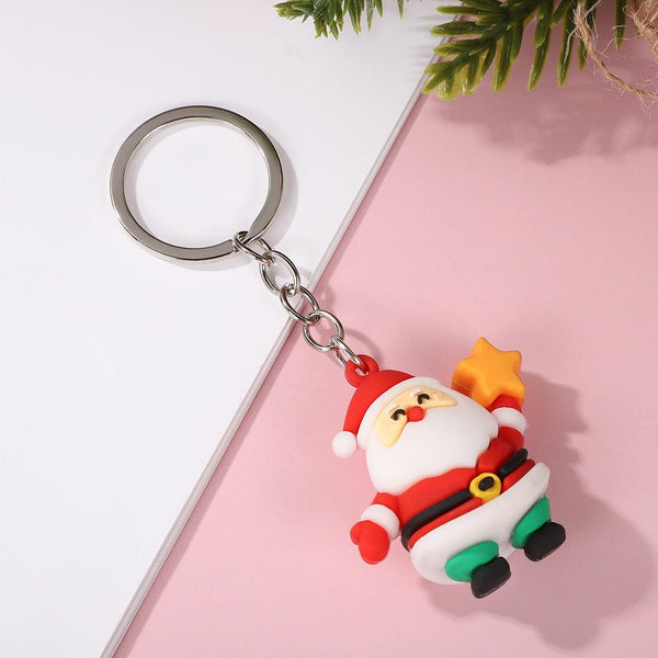 Christmas series keychains cute cartoon soft rubber dolls creative three-dimensional Santa Claus pendants small gifts