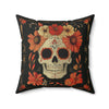 Microsuede Cushion / Dia de los Muertos Art / Daisy Flower Skull /