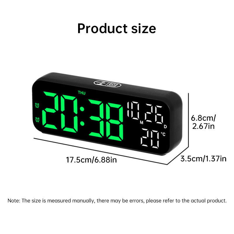 Digital Alarm Clock with Temp, Date, Week. Night Mode. Voice - controlled. 12/24H LED