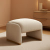 Beige Corduroy Ottoman With Contemporary Wood Legs