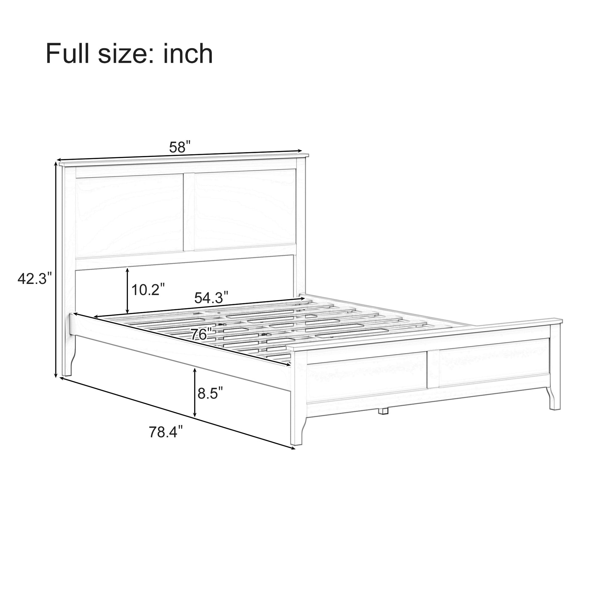 Modern Solid Wood Full Size Platform Bed