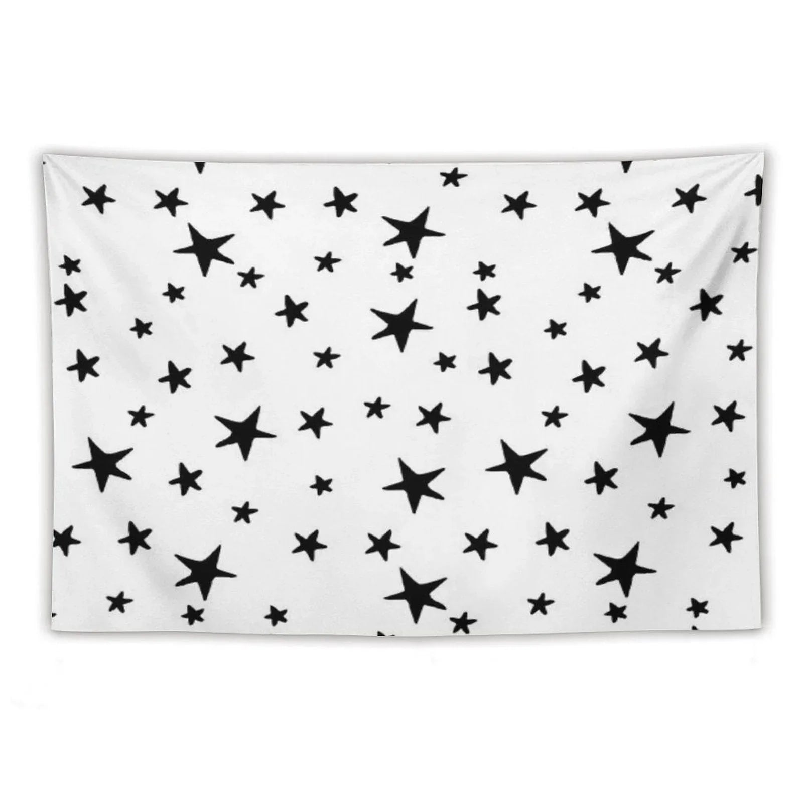 Stars - Black on White Tapestry