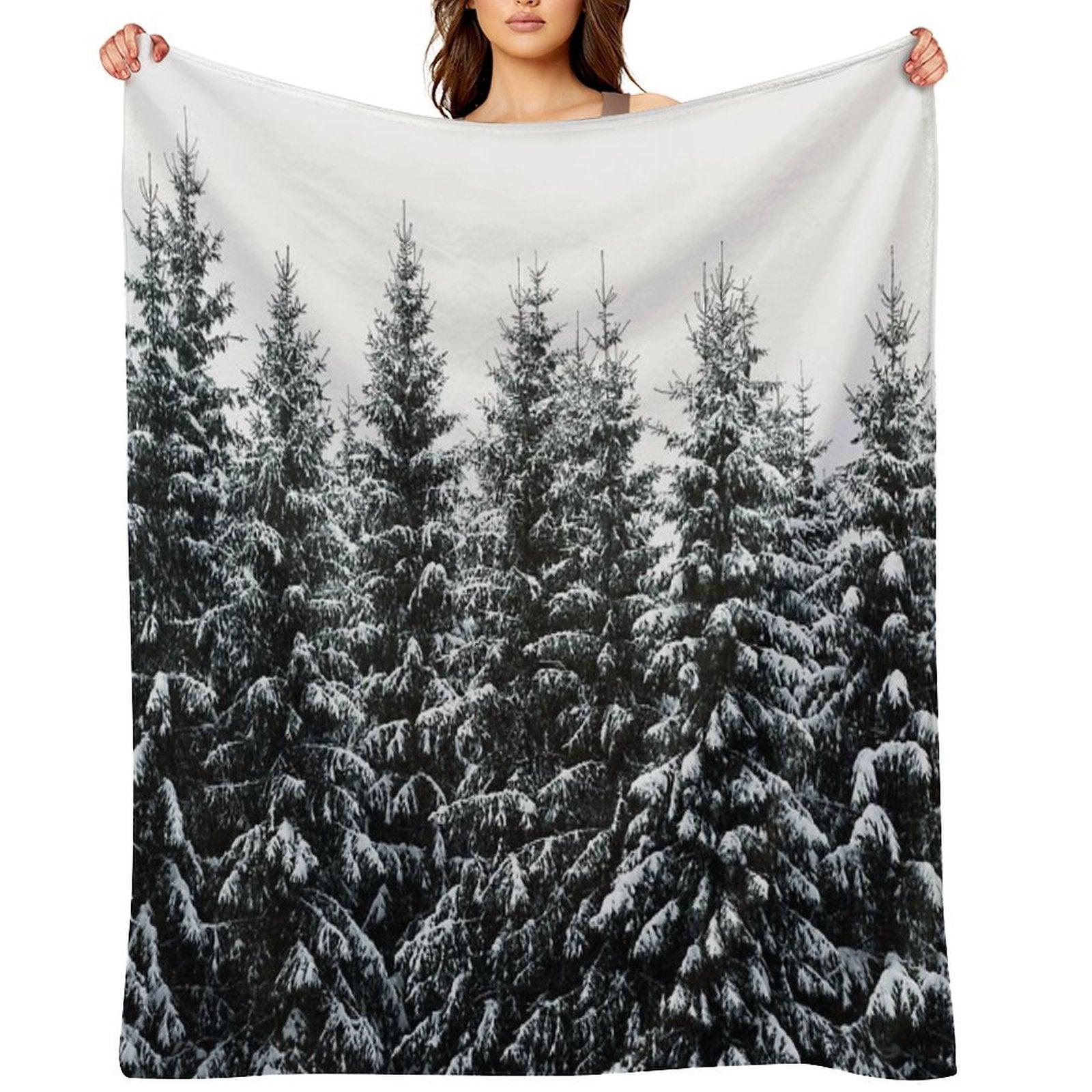 The White Bunch  Misty Moody Foggy Milky Winter Wonderland Forest With Cascadia Trees Covered In Magic Fog Throw Blanket