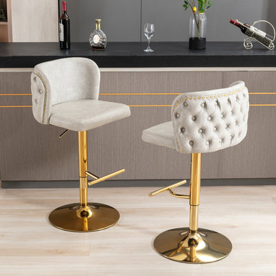 Furniture, Swivel Barstools Adjusatble Seat Height, Modern PU Upholstered Bar Stools