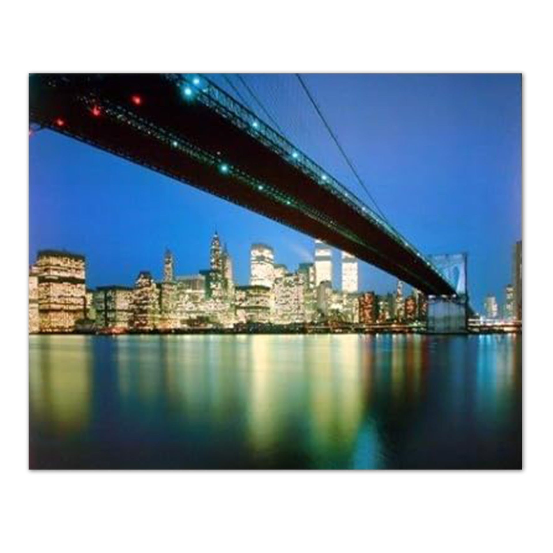 New York City Skyline Print – Twin Towers Bridge 16x20 Art Print, Ready to Frame
