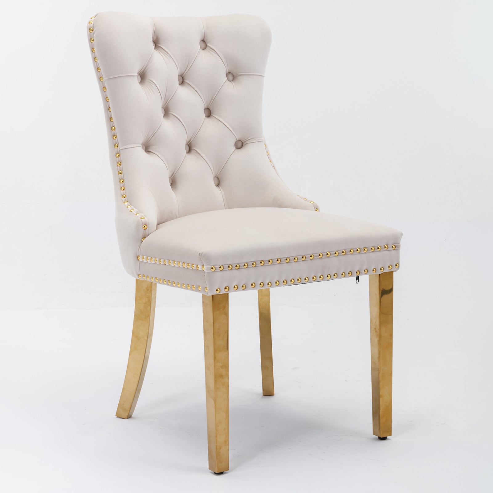 Nikki Collection Modern Tufted Solid Wood Velvet Upholstered Dining Chair with Gold Legs