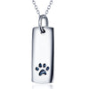 Ladies Glossy Square Dog Paw Print Tag Necklace