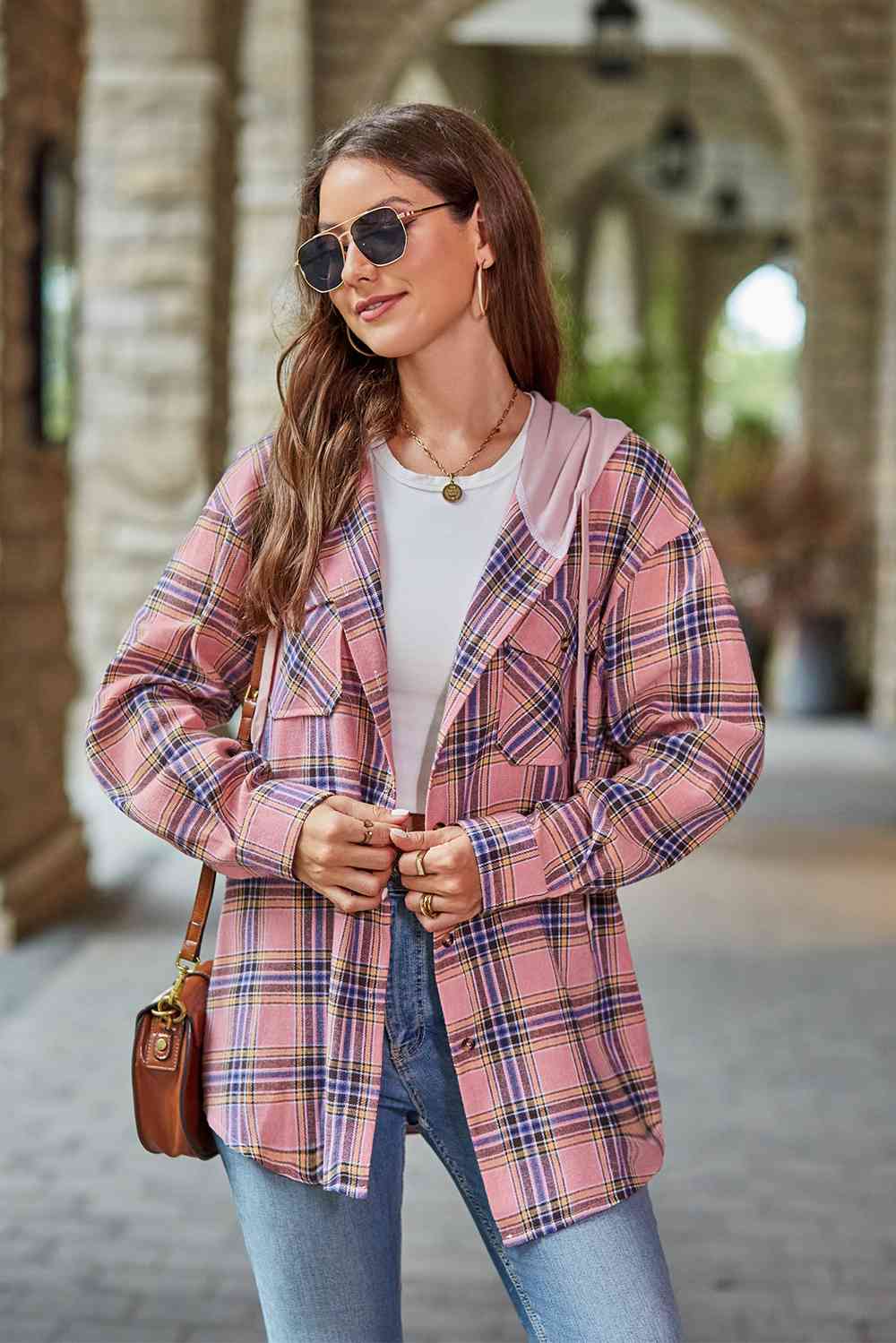 Modern Women Plaid Long Sleeve Hooded Jacket Stylish & Comfortable Outerwear For Winter And Autumn