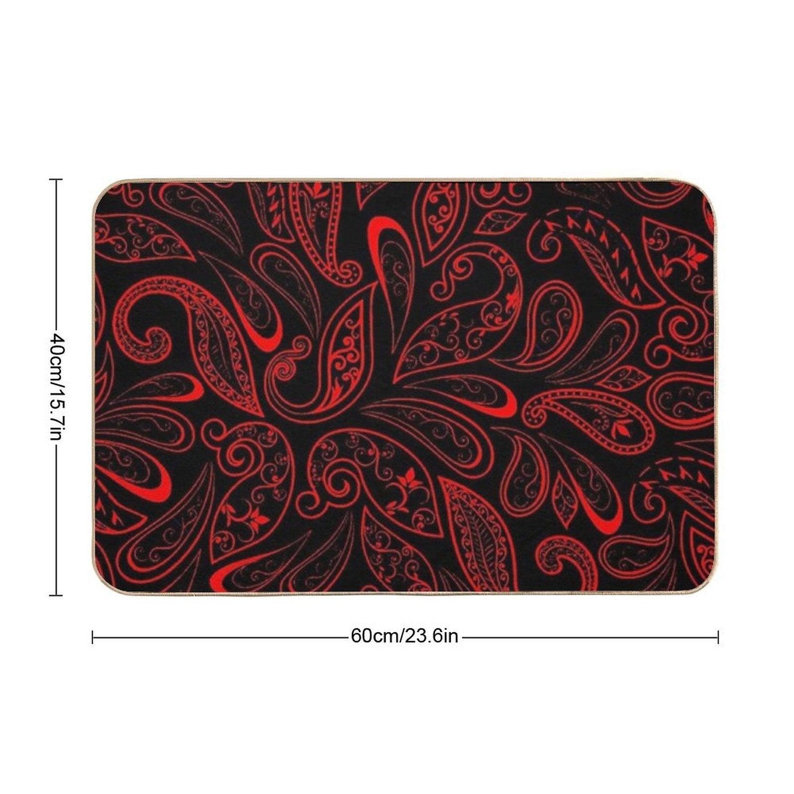 Color Red And Black RED BLACK PATTERN Bath Mat