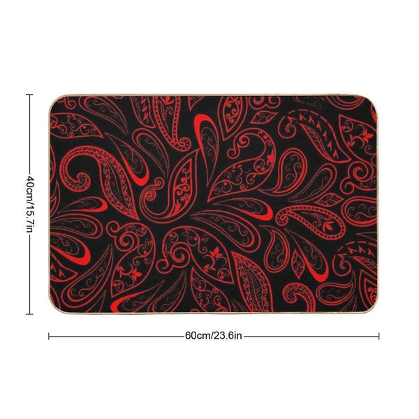 Color Red And Black RED BLACK PATTERN Bath Mat