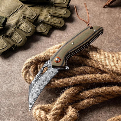 Scorpion Japanese Folding Pocket Knife with VG-10 Damascus Steel & G10 Handle
