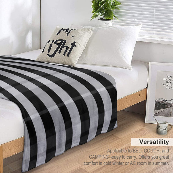 Black And White Evander Hand Drawn Textured Plaid Pattern Versatility Throw Blanket