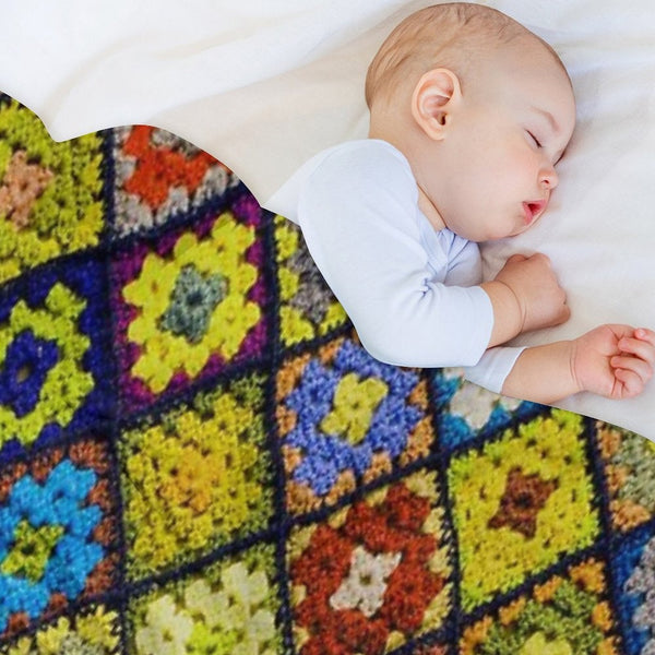 Crochet Granny Square Pattern Velvety-soft Throw Blanket