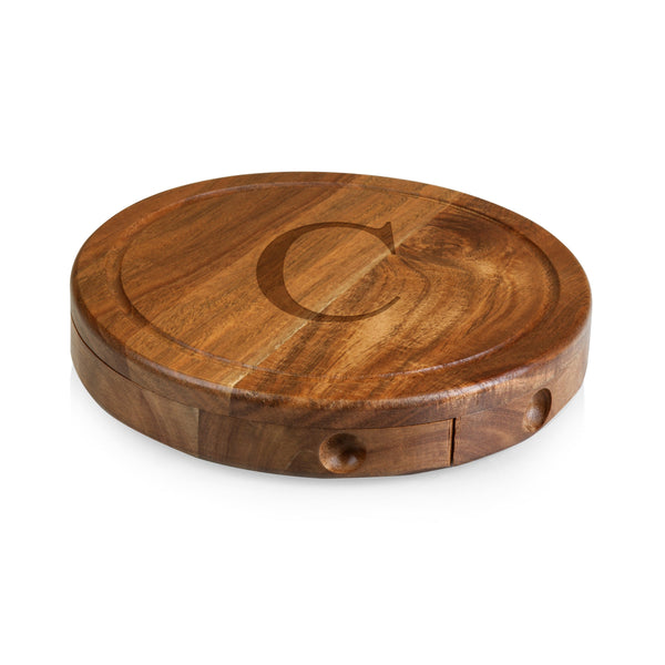 Monogram - Acacia Brie Cheese Cutting Board & Tools Set Picnic Time Family of Brands