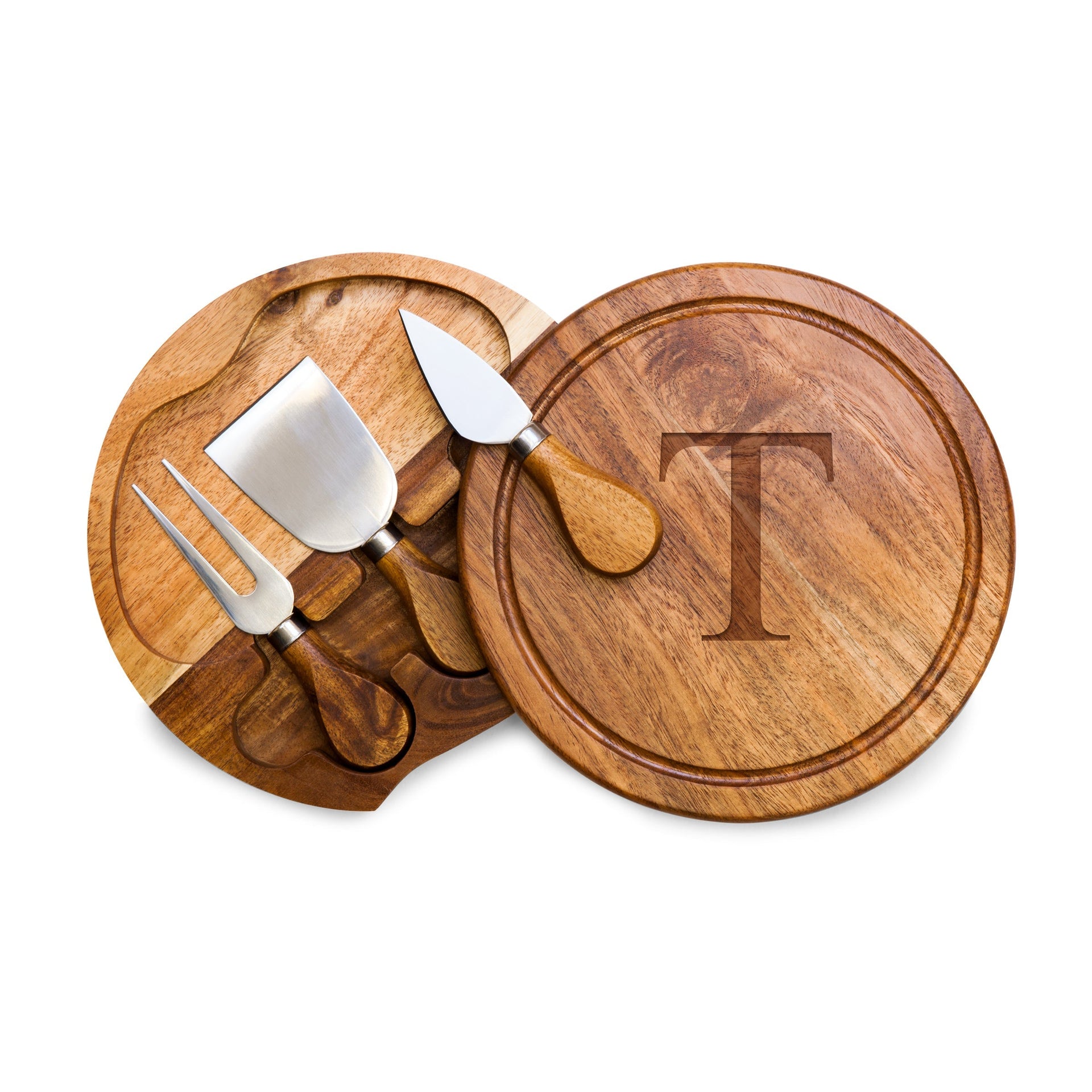 Monogram - Acacia Brie Cheese Cutting Board & Tools Set Picnic Time Family of Brands