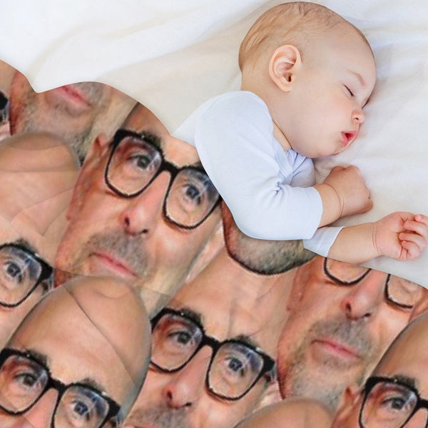 Stanley Tucci Head Design Machine-washable Throw Blanket