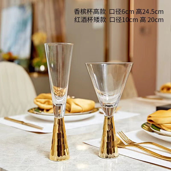 High-end Glass Wine Glasses Golden Wine Glasses Family Party Champagne Glasses Bar Whiskey Cocktail Glasses Martini Glasses