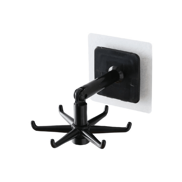 360 Degrees Rotated Kitchen Hooks Self Adhesive 6 Hooks Home Wall Door Hook Handbag Clothes Ties Bag Hanger Hanging Rack