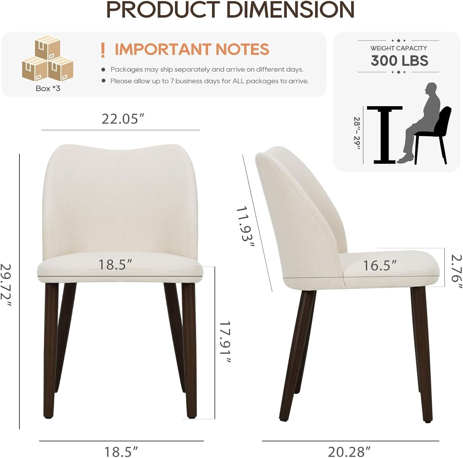 Beige Upholstered Dining Chairs With Wood Legs Set Of 6