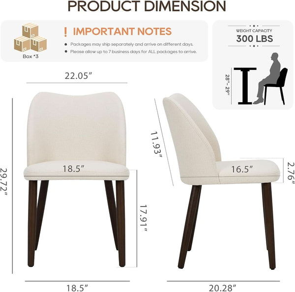 Beige Upholstered Dining Chairs With Wood Legs Set Of 6