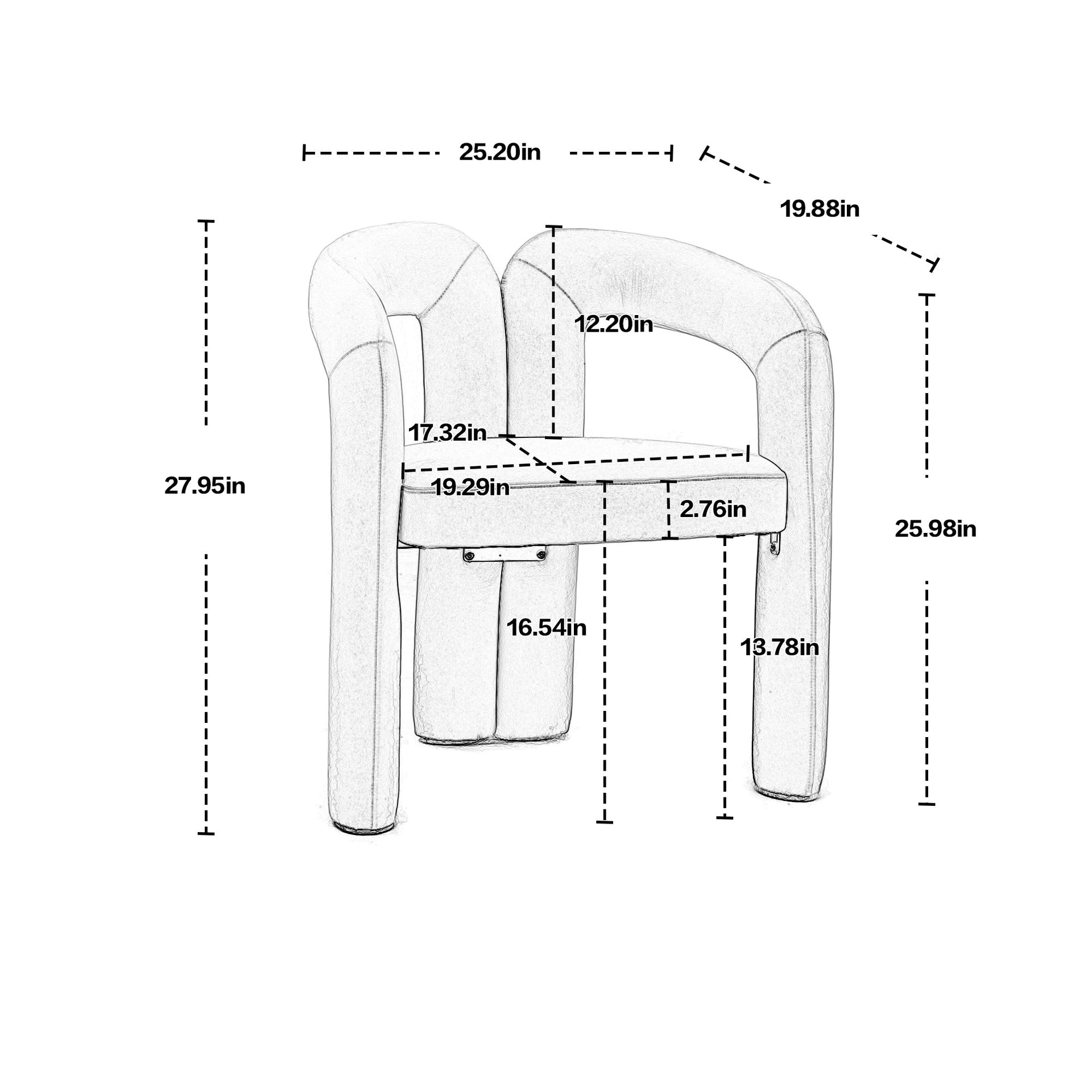 Set of 2 Contemporary Upholstered Accent Chair