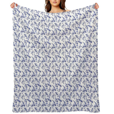 Blue And White Koi Fish Artwork – Zen Wall Decor for Home & Office Throw Blanket