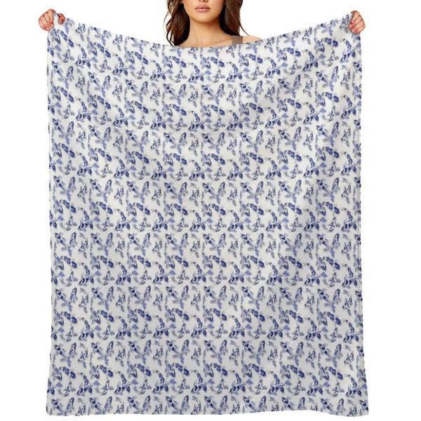 Blue And White Koi Fish Artwork – Zen Wall Decor for Home & Office Throw Blanket