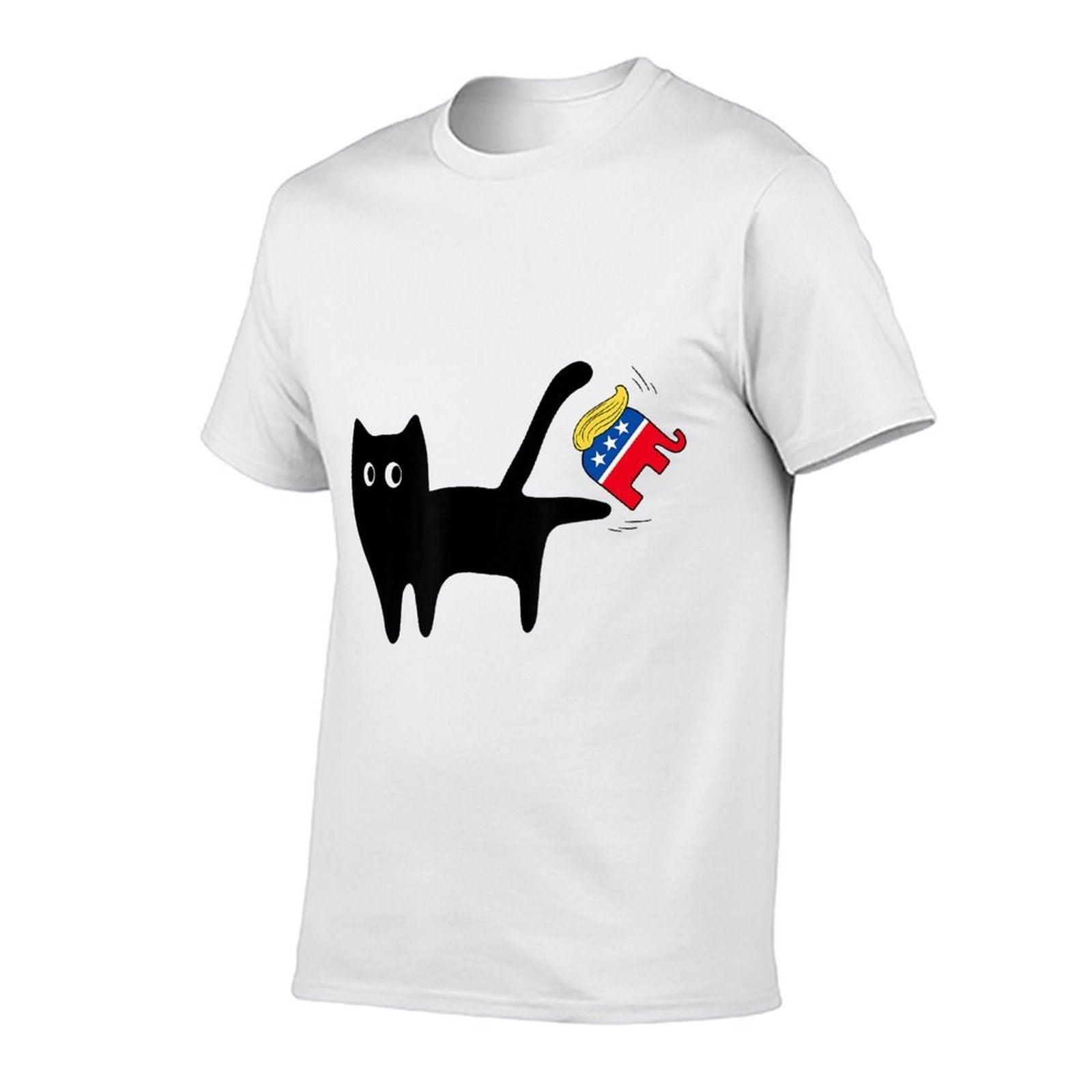 Black Cat Vs Elephant Anti Trump Funny 4th of July Men Women  Breathable T-Shirt