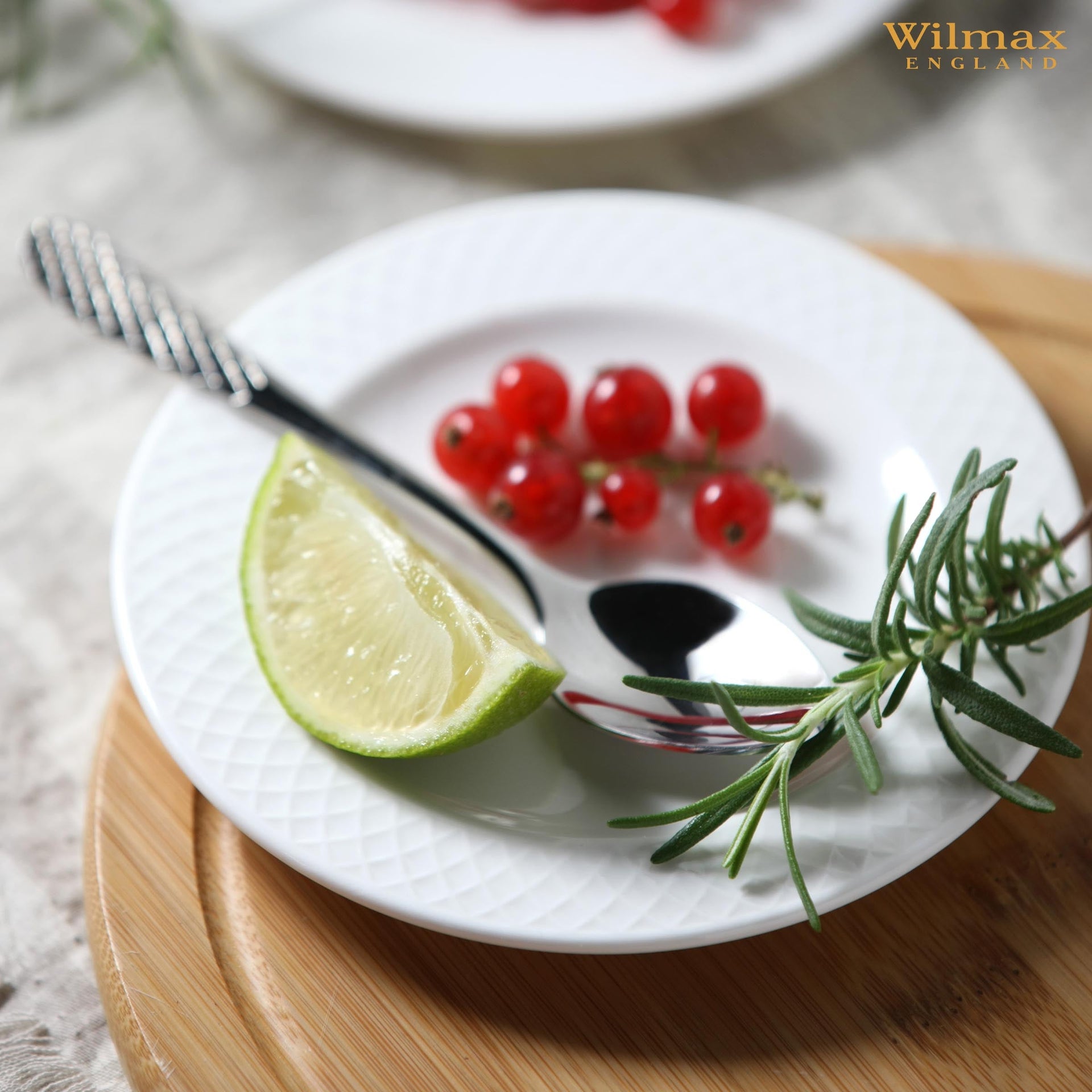 White Dessert Plate With Embossed Wide Rim 8