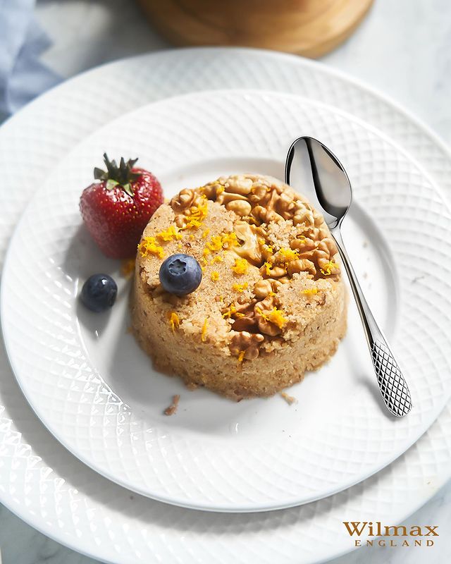 White Dessert Plate With Embossed Wide Rim 8