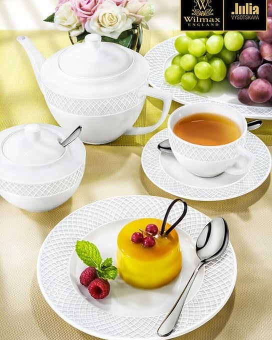 White Dessert Plate With Embossed Wide Rim 8