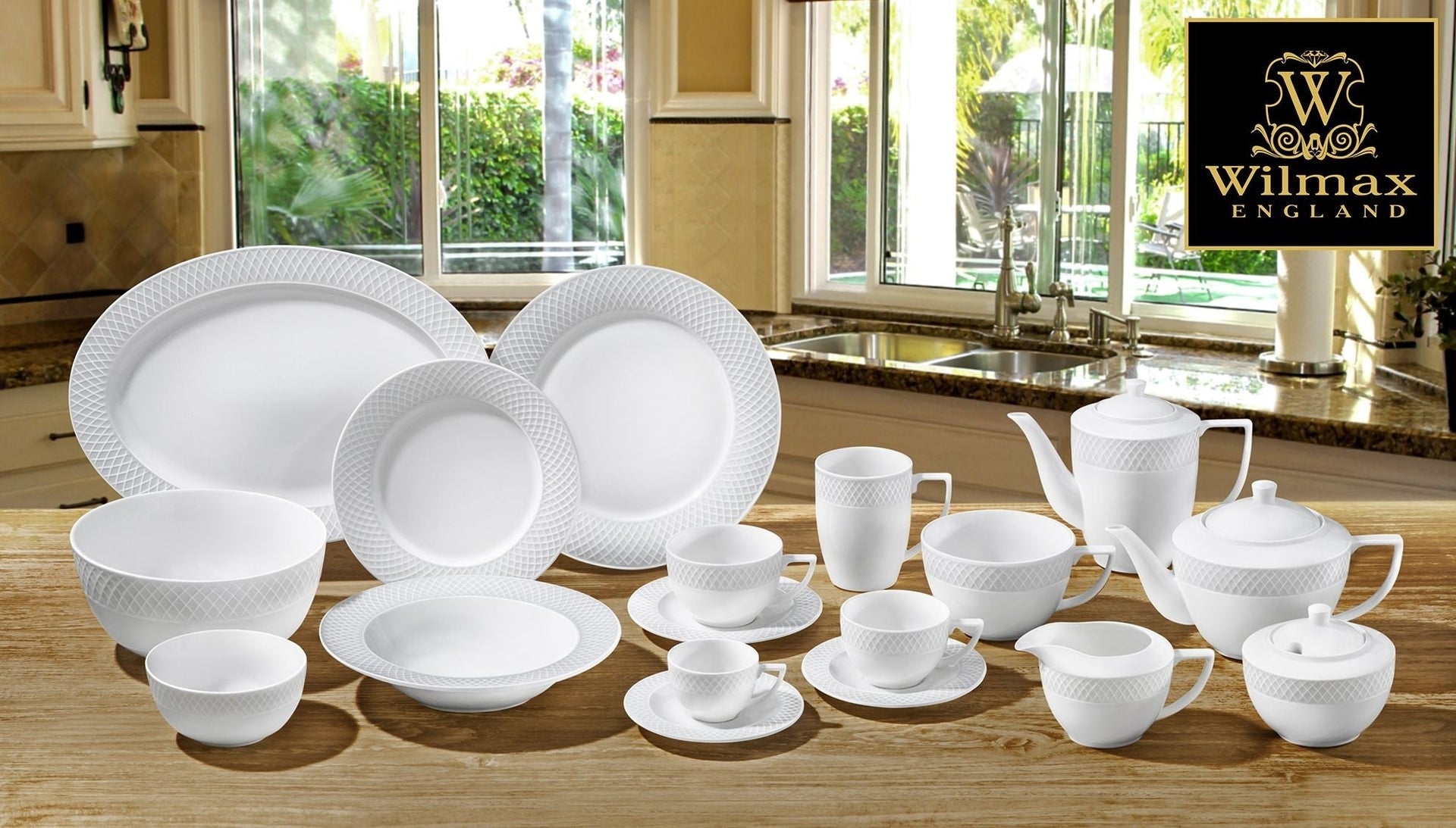 White Dinner Plate With Embossed Wide Rim 10